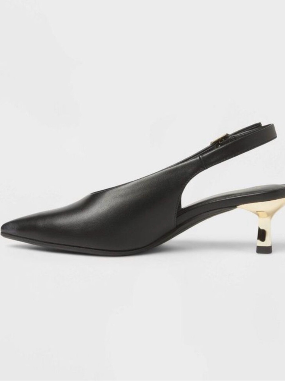 a new day Black Pointed Slingback Pumps with Gold Kitten Heel